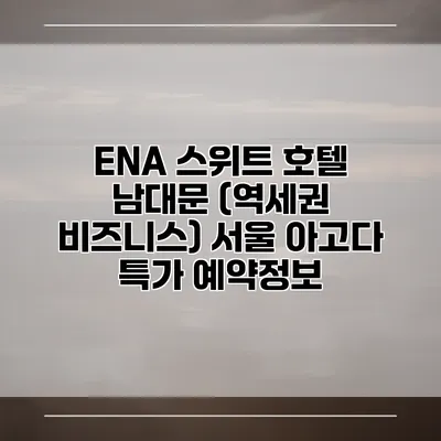 ENA 스위트 호텔 남대문 (역세권 비즈니스) 서울 아고다 특가 예약정보