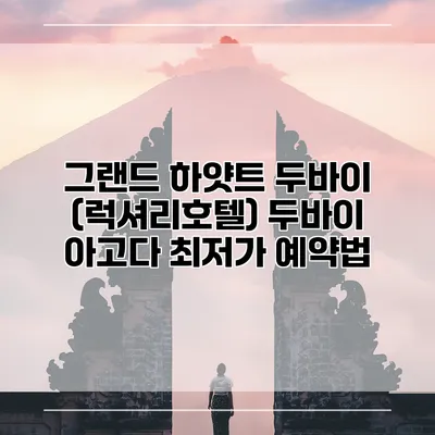 그랜드 하얏트 두바이 (럭셔리호텔) 두바이 아고다 최저가 예약법