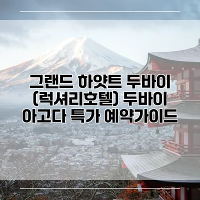 그랜드 하얏트 두바이 (럭셔리호텔) 두바이 아고다 특가 예약가이드