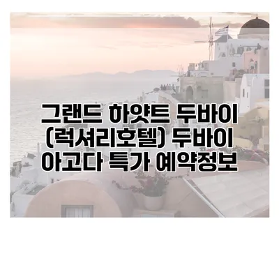 그랜드 하얏트 두바이 (럭셔리호텔) 두바이 아고다 특가 예약정보