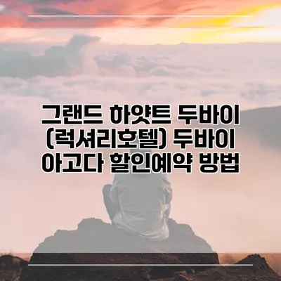 그랜드 하얏트 두바이 (럭셔리호텔) 두바이 아고다 할인예약 방법
