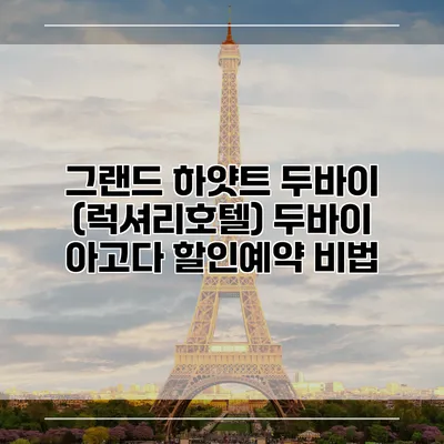 그랜드 하얏트 두바이 (럭셔리호텔) 두바이 아고다 할인예약 비법