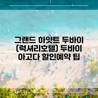 그랜드 하얏트 두바이 (럭셔리호텔) 두바이 아고다 할인예약 팁
