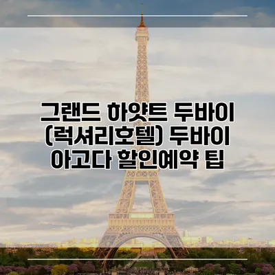 그랜드 하얏트 두바이 (럭셔리호텔) 두바이 아고다 할인예약 팁