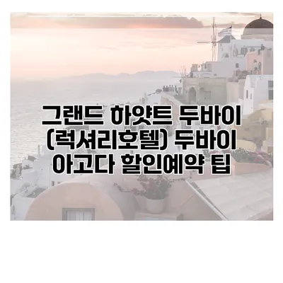 그랜드 하얏트 두바이 (럭셔리호텔) 두바이 아고다 할인예약 팁