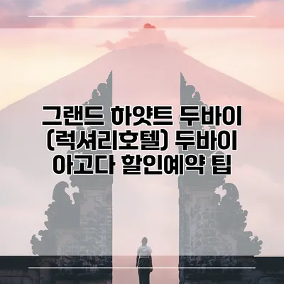 그랜드 하얏트 두바이 (럭셔리호텔) 두바이 아고다 할인예약 팁