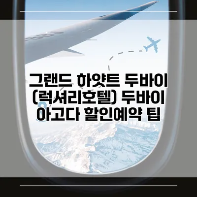 그랜드 하얏트 두바이 (럭셔리호텔) 두바이 아고다 할인예약 팁