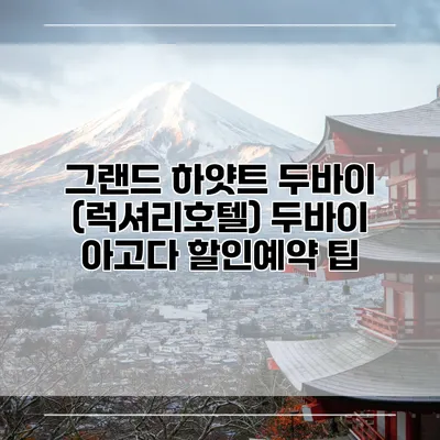 그랜드 하얏트 두바이 (럭셔리호텔) 두바이 아고다 할인예약 팁