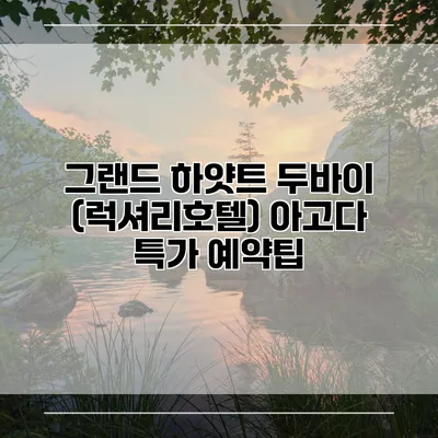 그랜드 하얏트 두바이 (럭셔리호텔) 아고다 특가 예약팁