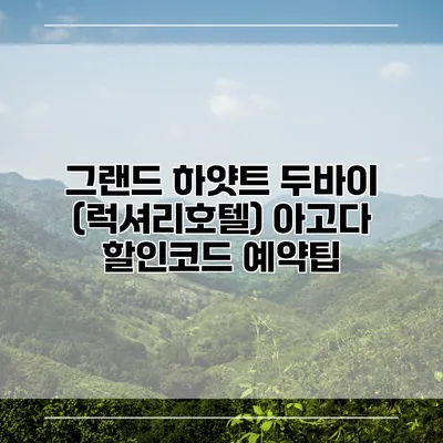 그랜드 하얏트 두바이 (럭셔리호텔) 아고다 할인코드 예약팁