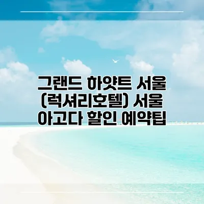 그랜드 하얏트 서울 (럭셔리호텔) 서울 아고다 할인 예약팁