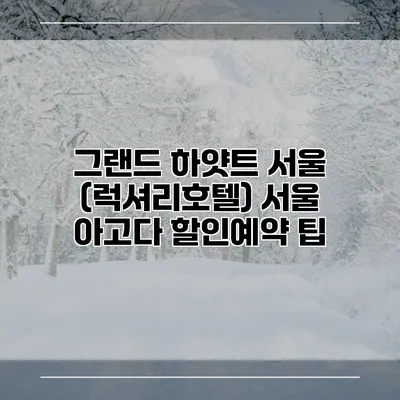 그랜드 하얏트 서울 (럭셔리호텔) 서울 아고다 할인예약 팁