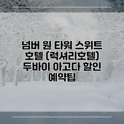 넘버 원 타워 스위트 호텔 (럭셔리호텔) 두바이 아고다 할인 예약팁