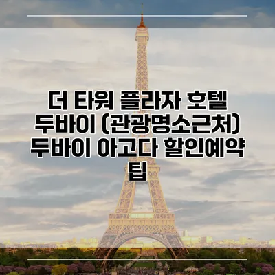 더 타워 플라자 호텔 두바이 (관광명소근처) 두바이 아고다 할인예약 팁