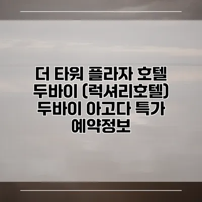 더 타워 플라자 호텔 두바이 (럭셔리호텔) 두바이 아고다 특가 예약정보