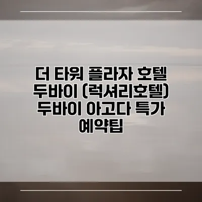 더 타워 플라자 호텔 두바이 (럭셔리호텔) 두바이 아고다 특가 예약팁