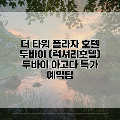 더 타워 플라자 호텔 두바이 (럭셔리호텔) 두바이 아고다 특가 예약팁
