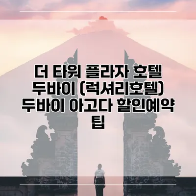 더 타워 플라자 호텔 두바이 (럭셔리호텔) 두바이 아고다 할인예약 팁