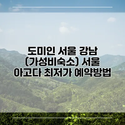 도미인 서울 강남 (가성비숙소) 서울 아고다 최저가 예약방법