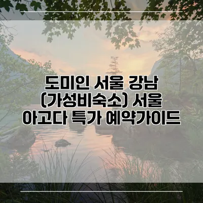 도미인 서울 강남 (가성비숙소) 서울 아고다 특가 예약가이드