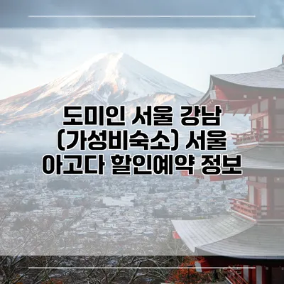 도미인 서울 강남 (가성비숙소) 서울 아고다 할인예약 정보