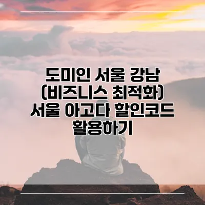 도미인 서울 강남 (비즈니스 최적화) 서울 아고다 할인코드 활용하기