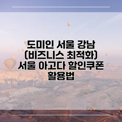 도미인 서울 강남 (비즈니스 최적화) 서울 아고다 할인쿠폰 활용법