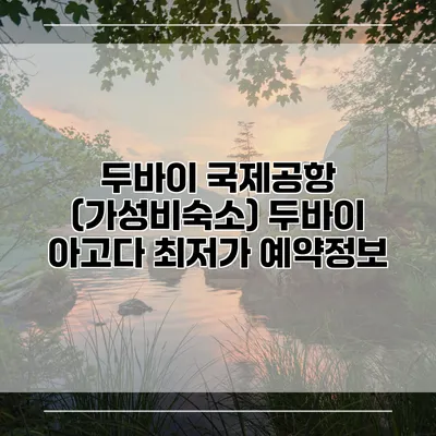 두바이 국제공항 (가성비숙소) 두바이 아고다 최저가 예약정보