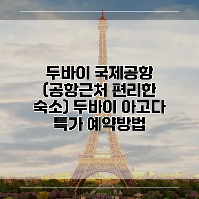 두바이 국제공항 (공항근처 편리한 숙소) 두바이 아고다 특가 예약방법
