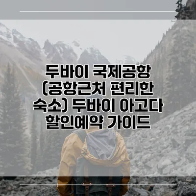 두바이 국제공항 (공항근처 편리한 숙소) 두바이 아고다 할인예약 가이드