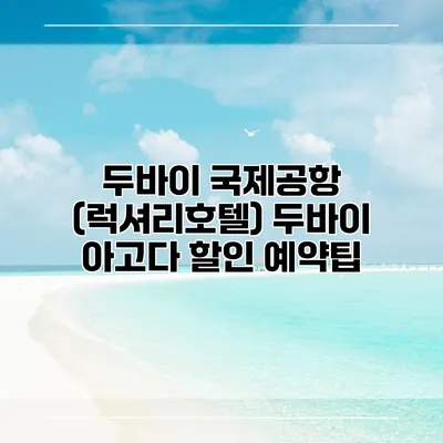 두바이 국제공항 (럭셔리호텔) 두바이 아고다 할인 예약팁