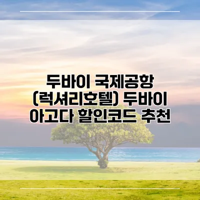두바이 국제공항 (럭셔리호텔) 두바이 아고다 할인코드 추천