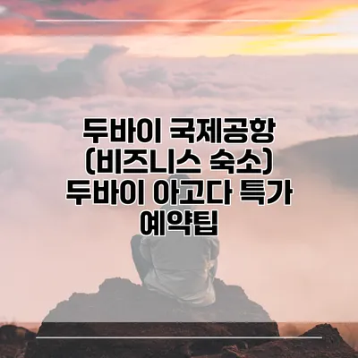 두바이 국제공항 (비즈니스 숙소) 두바이 아고다 특가 예약팁
