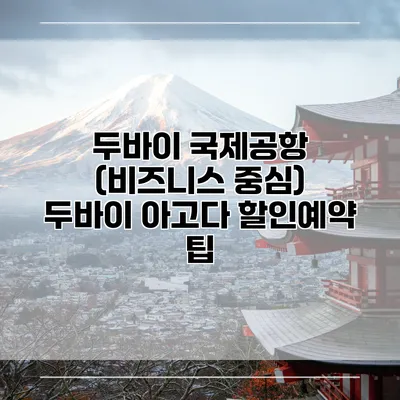 두바이 국제공항 (비즈니스 중심) 두바이 아고다 할인예약 팁