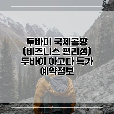 두바이 국제공항 (비즈니스 편리성) 두바이 아고다 특가 예약정보