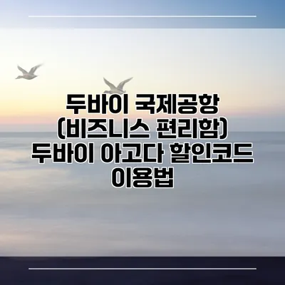 두바이 국제공항 (비즈니스 편리함) 두바이 아고다 할인코드 이용법