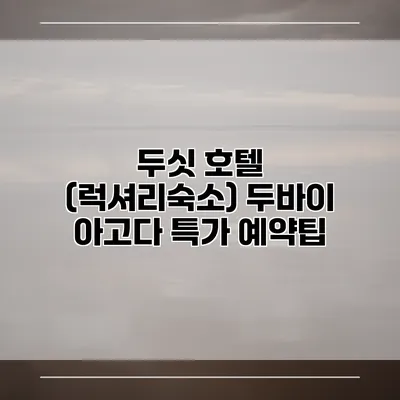 두싯 호텔 (럭셔리숙소) 두바이 아고다 특가 예약팁