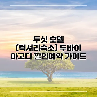두싯 호텔 (럭셔리숙소) 두바이 아고다 할인예약 가이드