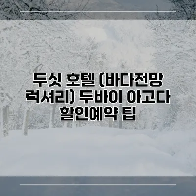 두싯 호텔 (바다전망 럭셔리) 두바이 아고다 할인예약 팁