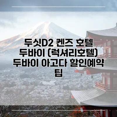 두싯D2 켄즈 호텔 두바이 (럭셔리호텔) 두바이 아고다 할인예약 팁