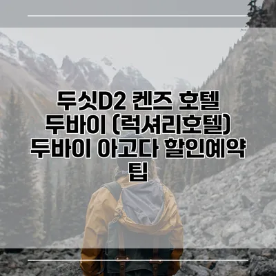두싯D2 켄즈 호텔 두바이 (럭셔리호텔) 두바이 아고다 할인예약 팁