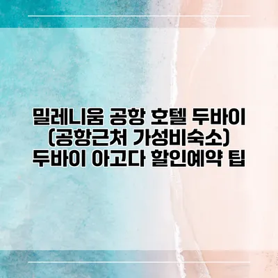 밀레니움 공항 호텔 두바이 (공항근처 가성비숙소) 두바이 아고다 할인예약 팁