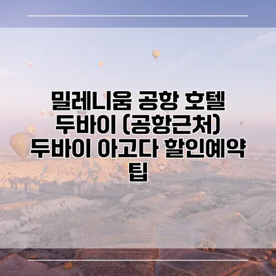 밀레니움 공항 호텔 두바이 (공항근처) 두바이 아고다 할인예약 팁