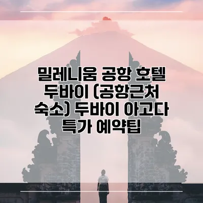 밀레니움 공항 호텔 두바이 (공항근처 숙소) 두바이 아고다 특가 예약팁