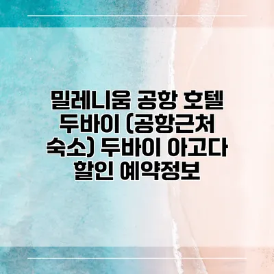 밀레니움 공항 호텔 두바이 (공항근처 숙소) 두바이 아고다 할인 예약정보