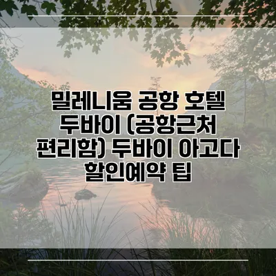 밀레니움 공항 호텔 두바이 (공항근처 편리함) 두바이 아고다 할인예약 팁