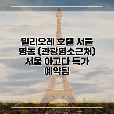 밀리오레 호텔 서울 명동 (관광명소근처) 서울 아고다 특가 예약팁