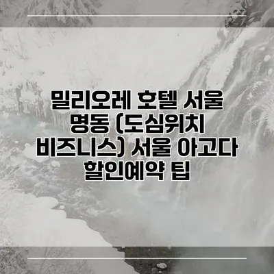 밀리오레 호텔 서울 명동 (도심위치 비즈니스) 서울 아고다 할인예약 팁