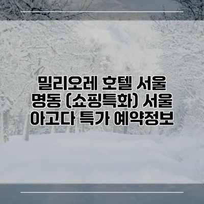 밀리오레 호텔 서울 명동 (쇼핑특화) 서울 아고다 특가 예약정보