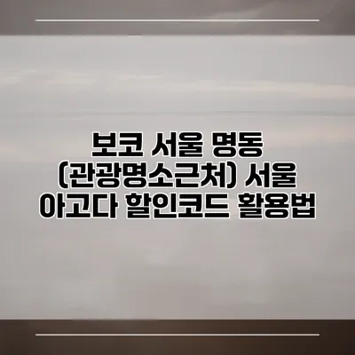 보코 서울 명동 (관광명소근처) 서울 아고다 할인코드 활용법
